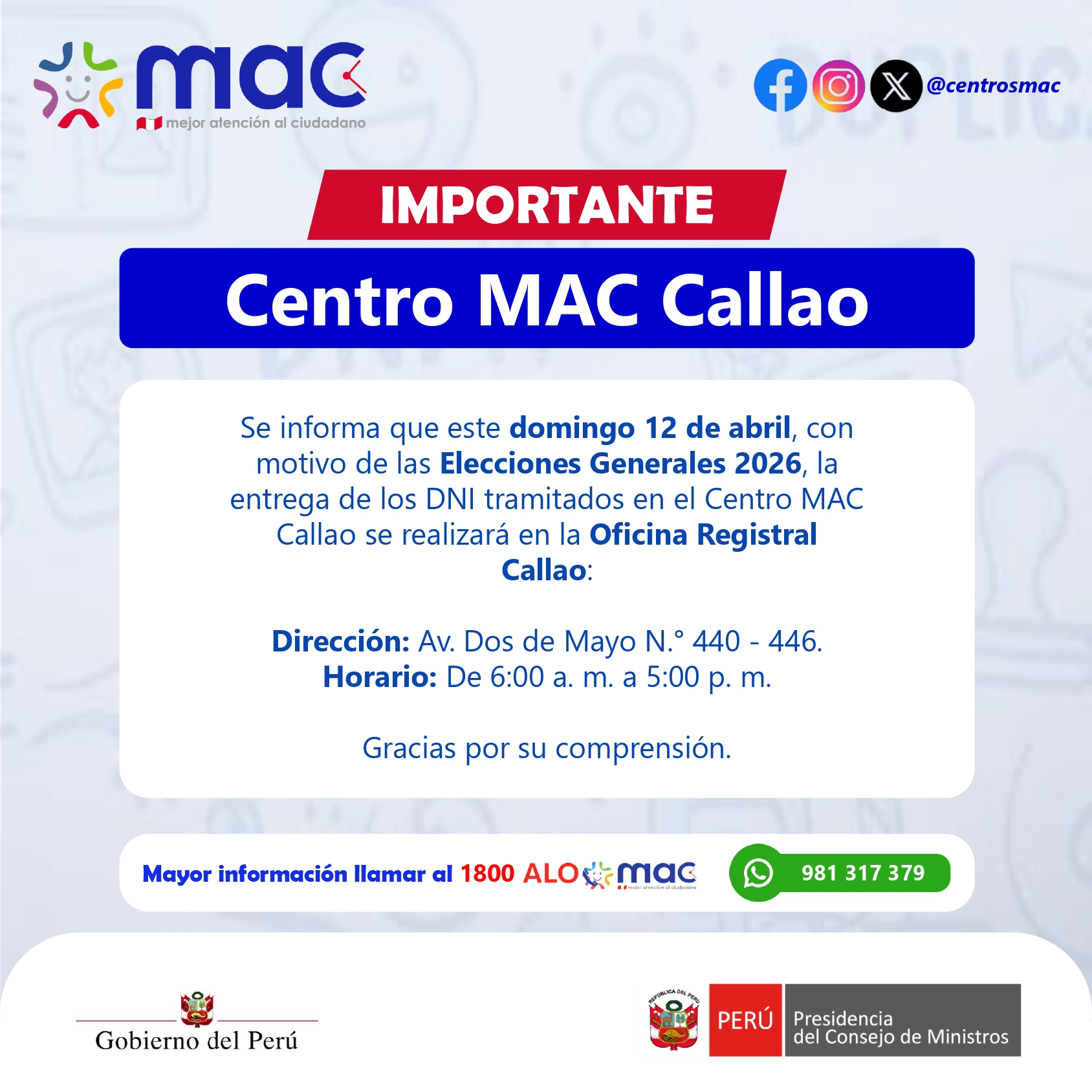 Comunicado MAC Callao 7.4.26