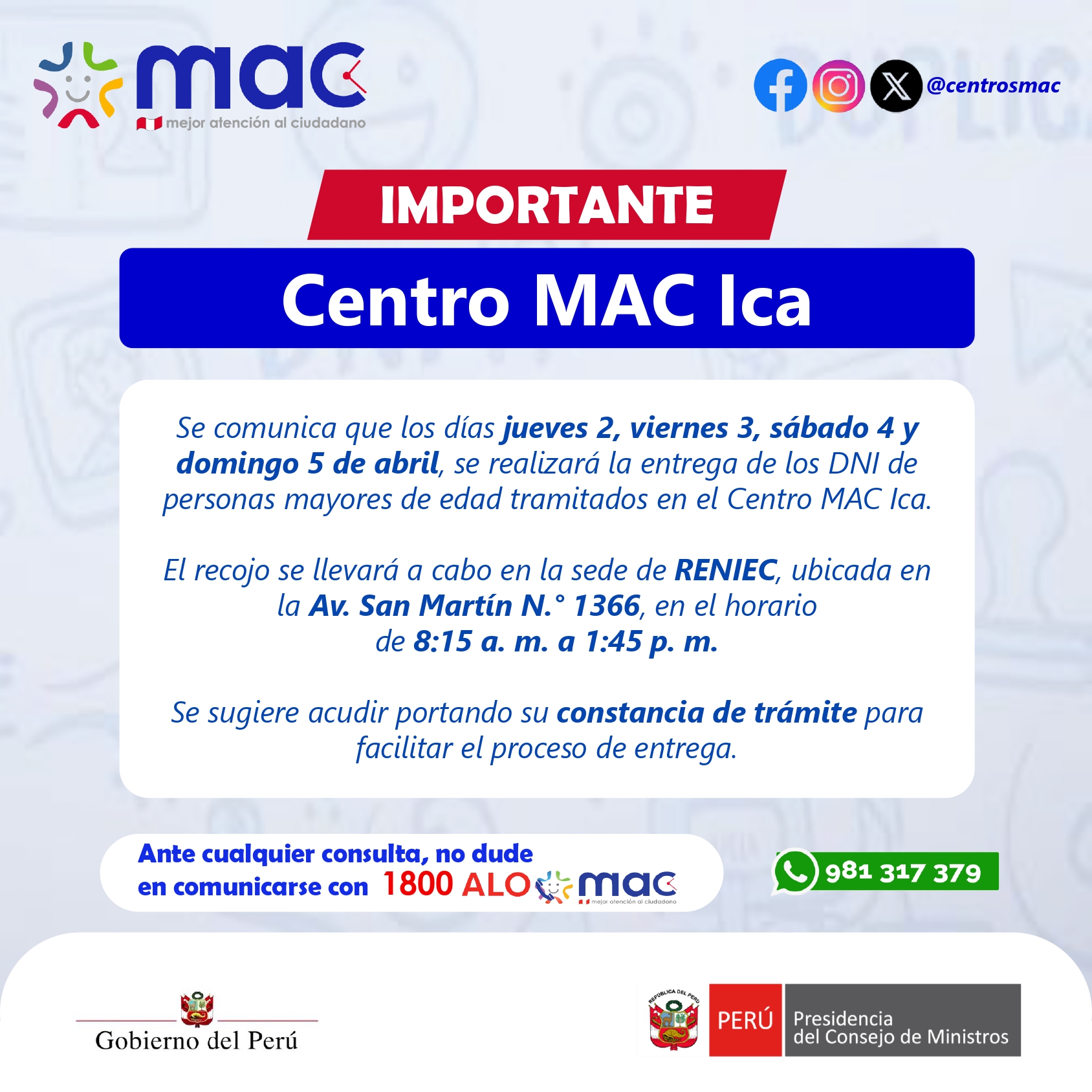 Comunicado MAC Ica 1.4.26