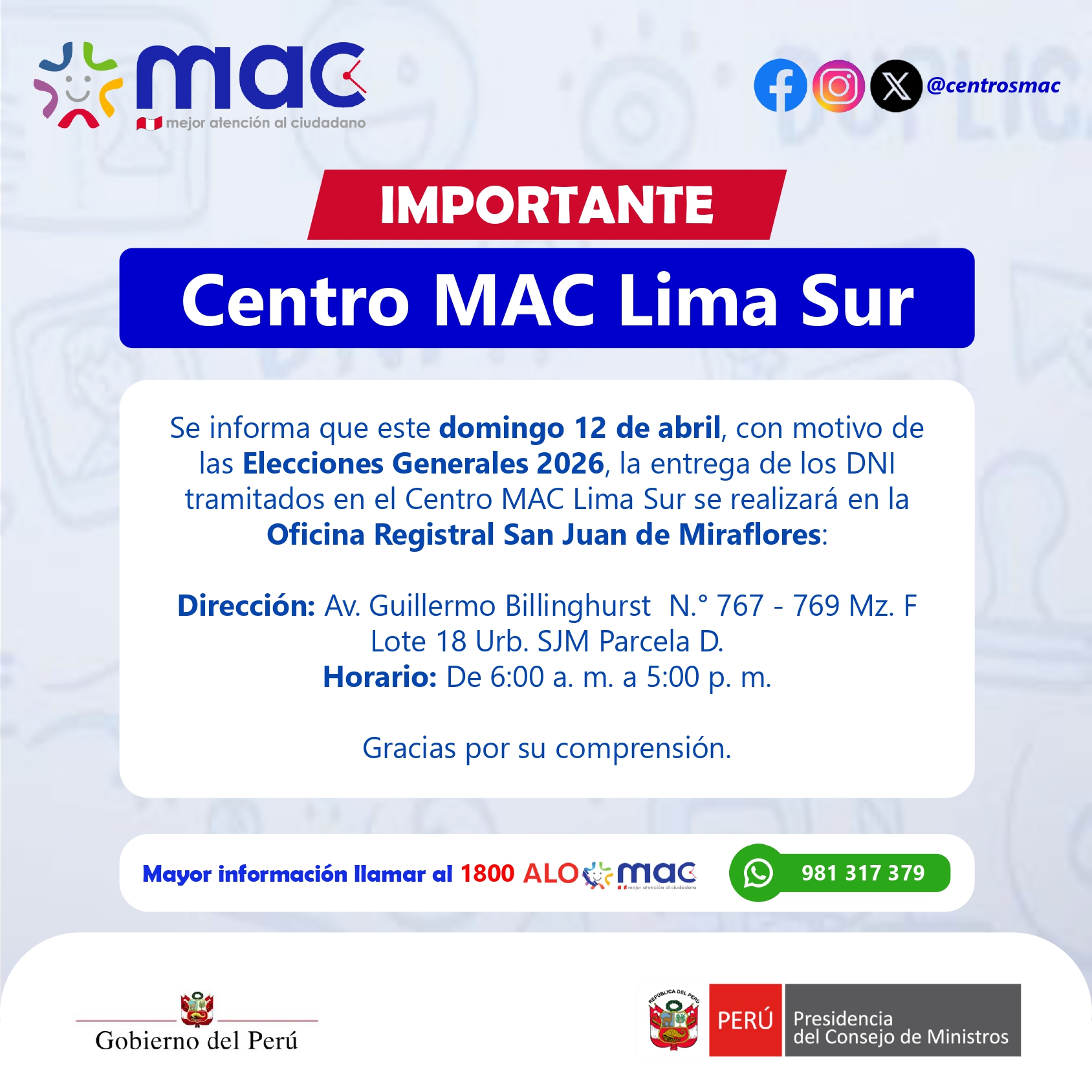 Comunicado MAC Lima Sur 7.4.26