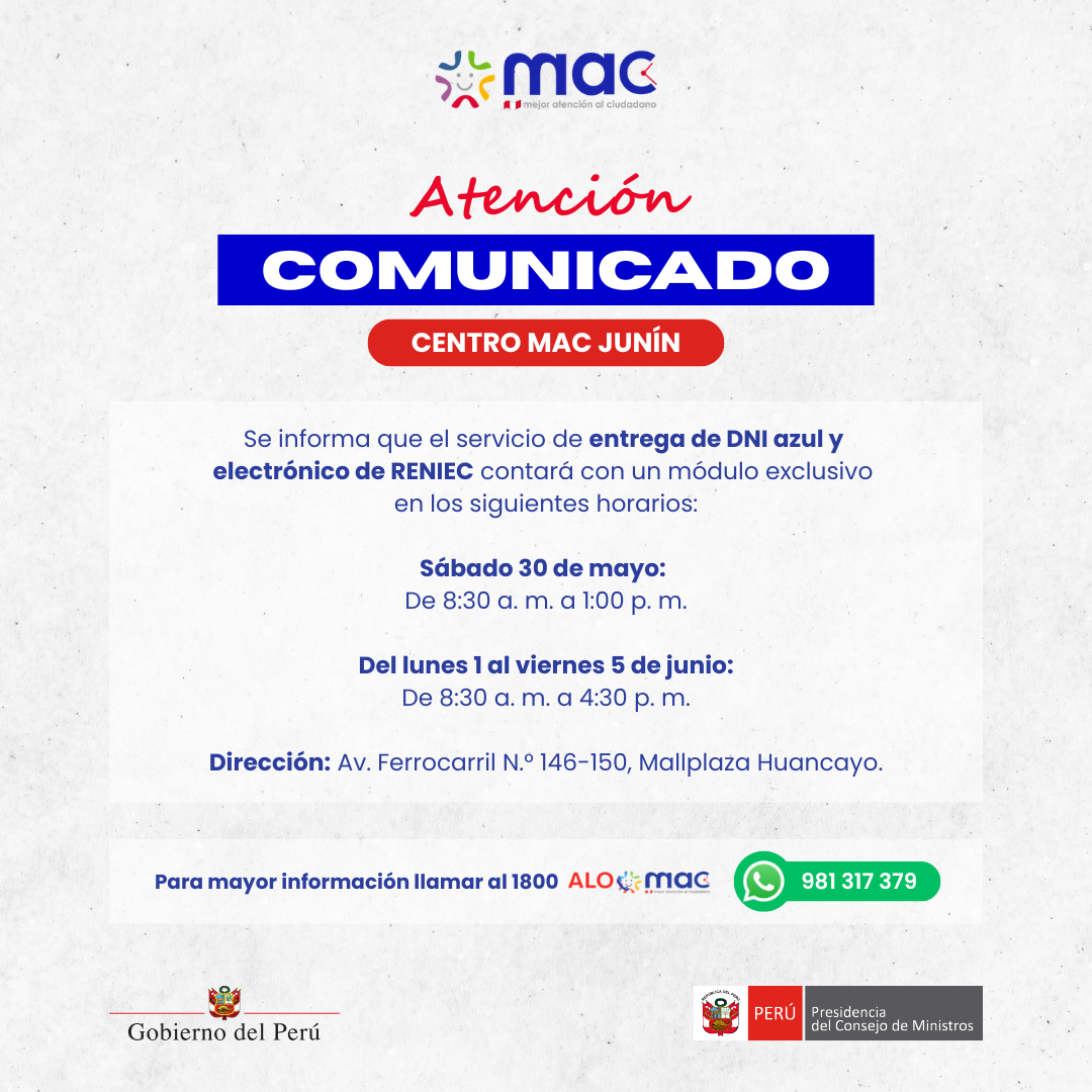 Comunicado - Centro MAC Junín 29.5.26