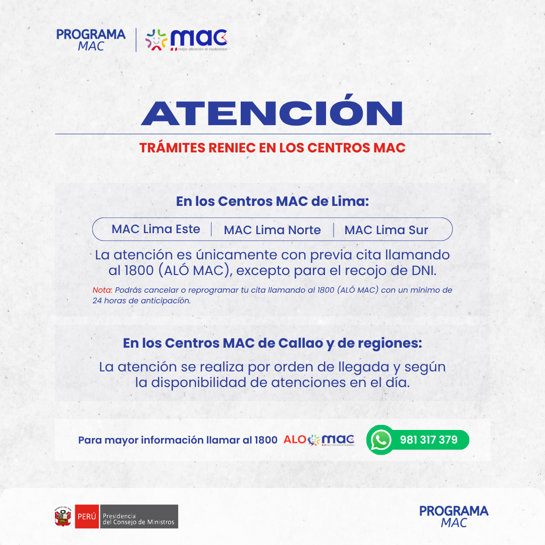 Atención - RENIEC 10.6.26