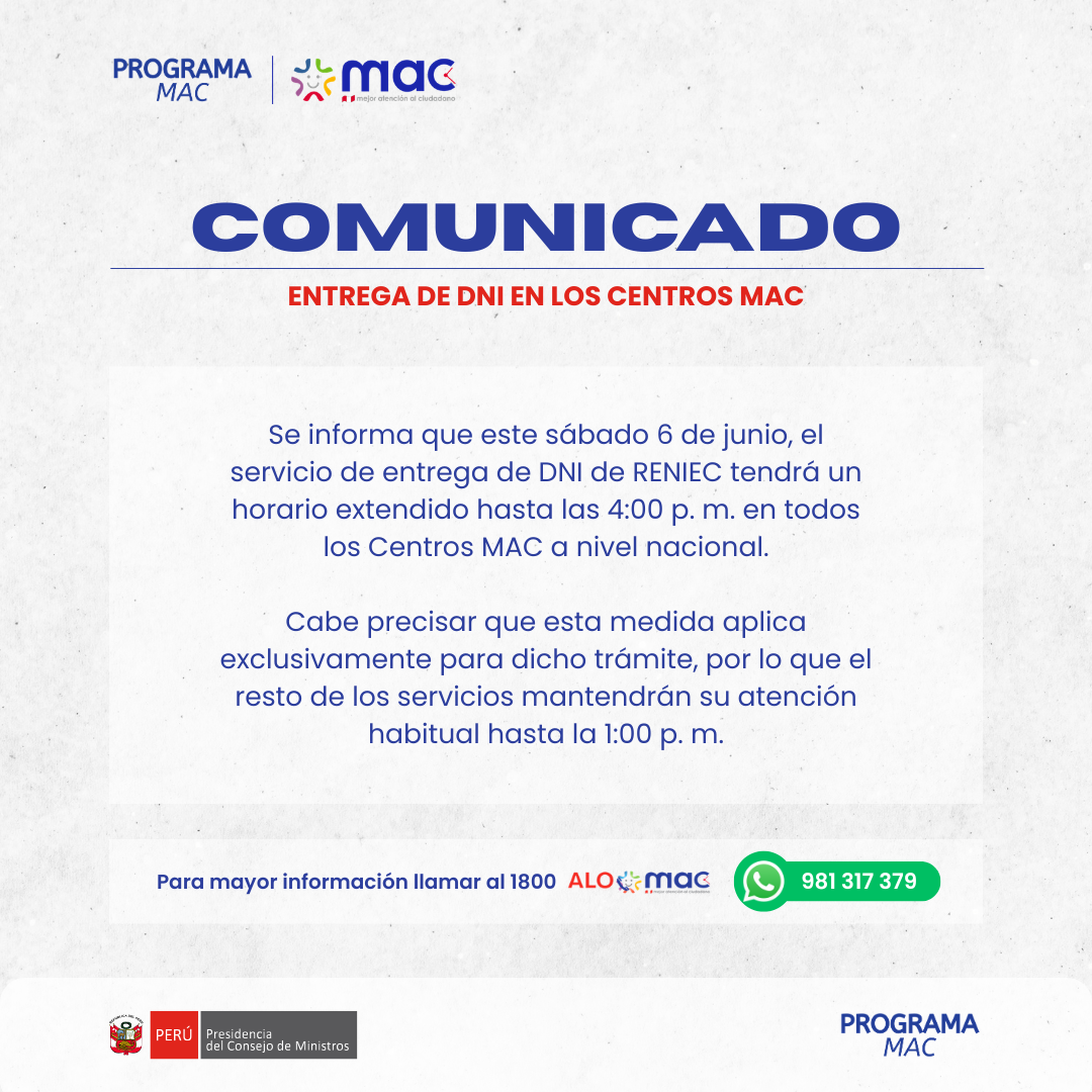 Comunicado - RENIEC 5.6.26